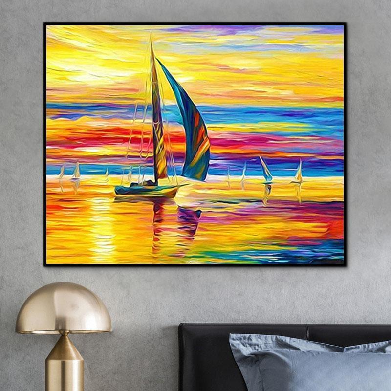 Coloriage Numerote Adulte Kit Peinture Par Numéros Adulte - Paysage 40x50cm - Toile Imperméable Peintures Acryliques Pinceaux Kits De Peinture Au Numéro