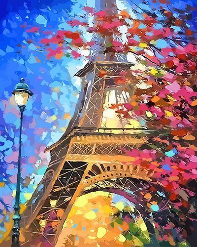 Paysage Tour Eiffel Kits De Peinture Par Numéros Avec Cadre GX067