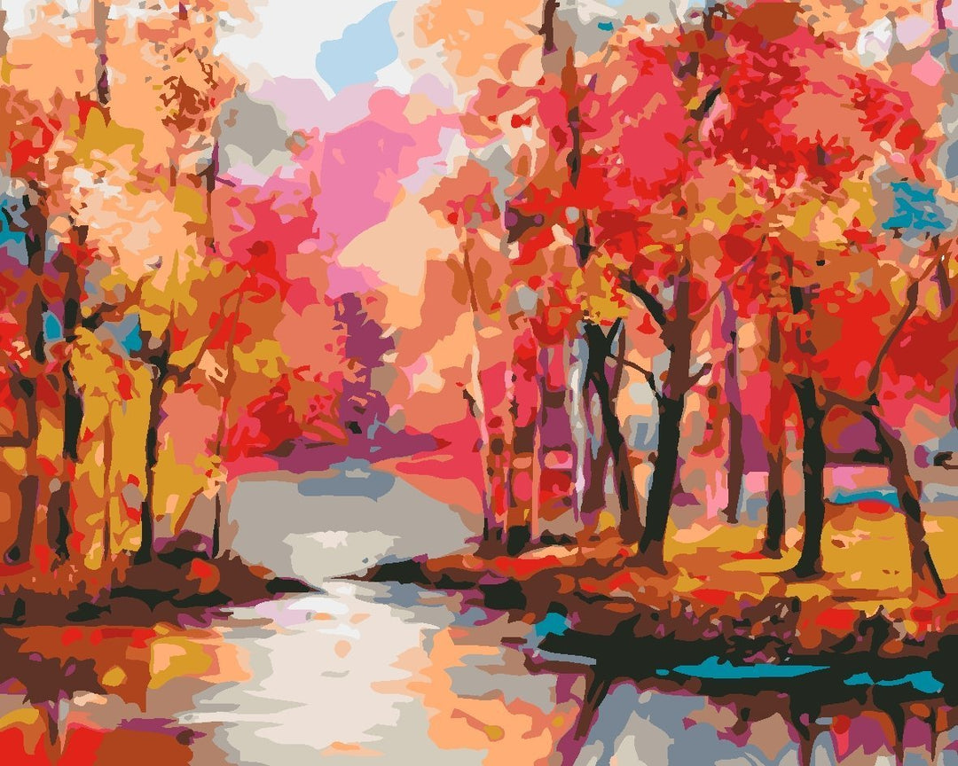 TISHIRON Peinture Par Numéros Renard Rouge – Toile 40x50 Cm, Forêt D'Automne, Kit Acrylique DIY, Sans Cadre – Idéal Détente Et Décoration