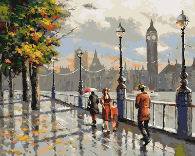 Paysage London SArbret Kits De Peinture Par Numéros Avec Cadre OTG6184