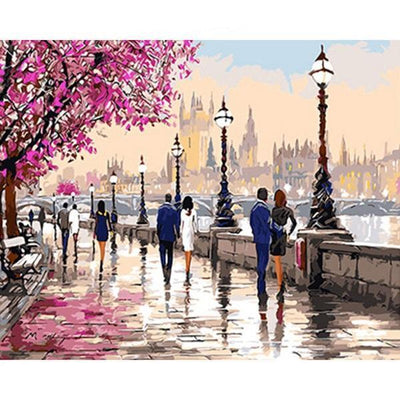 Paysage London SArbret Kits De Peinture Par Numéros Avec Cadre PH9321