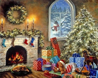 Paysage Christmas Kits De Peinture Par Numéros Avec Cadre PH9501