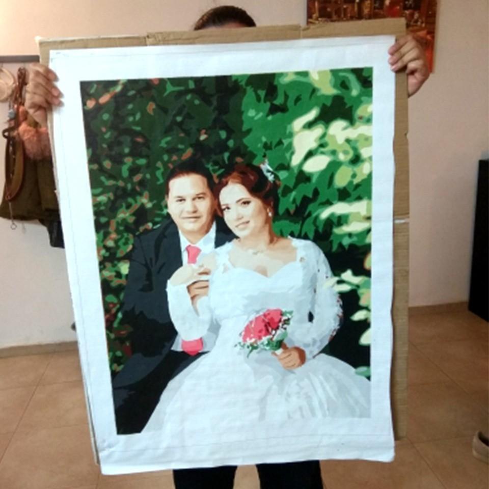 Kit Peinture Par Numéros Personnalisée 40x50cm - Photo De Famille, Animaux Ou Portrait DIY Pour Adultes Et Enfants