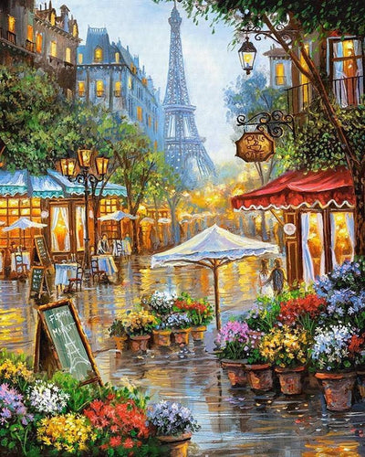 Paysage Tour Eiffel Kits De Peinture Par Numéros Avec Cadre RA3376