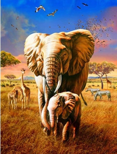 Animaux l éléphant Kits De Peinture Par Numéros Pour Adulte HQD1363