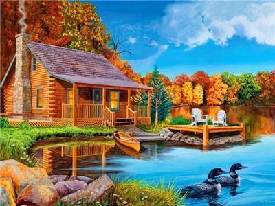 Paysage Maison Kits De Peinture Par Numéros Pour Adulte Y5711